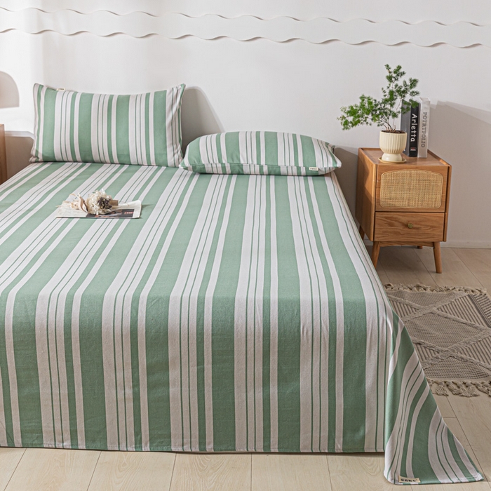 91家纺网 家纺一手货源 找家纺 阿亮家居 2025新款原棉老粗布床单系列 素雅绿