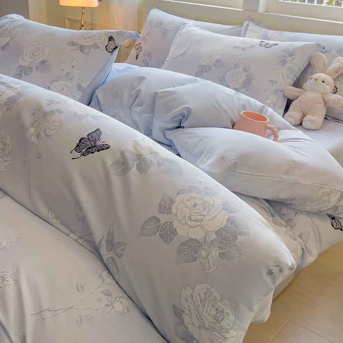 91家纺网 家纺一手货源 找家纺 拾物记 2025新款A类无荧光全喷气全棉12868四件套 蝴蝶飞飞