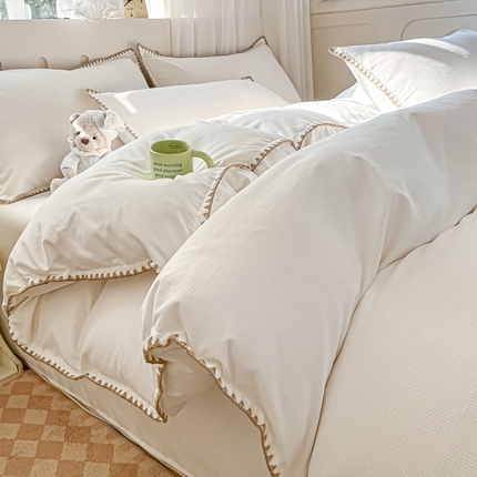 豪美鑫 2025新款亲肤棉华夫格四件套 华夫格-月光白