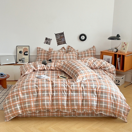 罗菲尼酒店用品 2025新款磨毛亲肤飞边款四件套 洛咖格