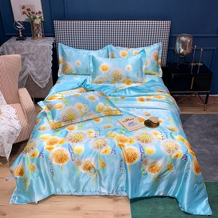 91家纺网 家纺一手货源 找家纺 经年 2025新款丝绸印花夏被四件套 飞舞之恋-夏被