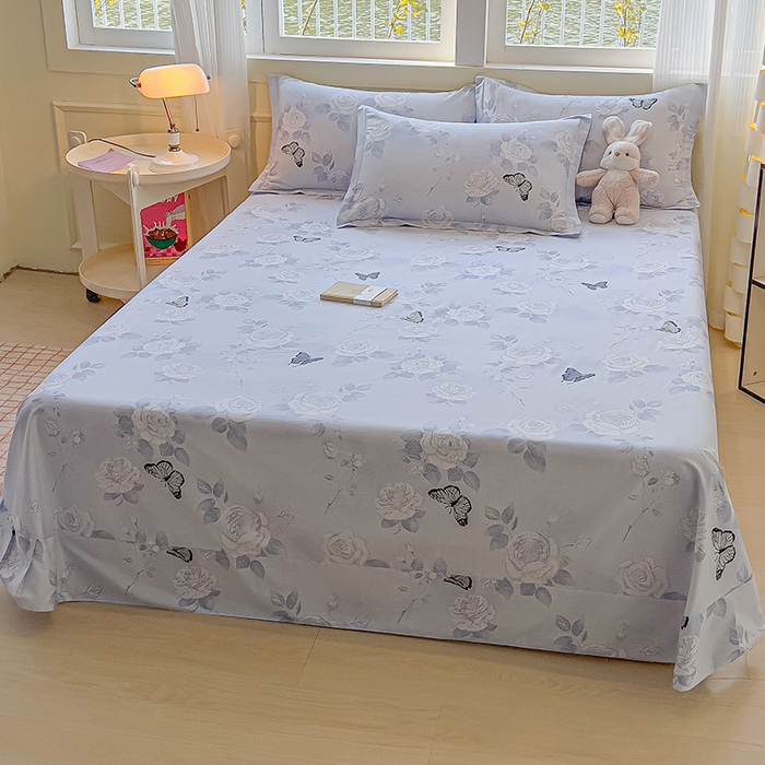 91家纺网 家纺一手货源 找家纺 拾物记 2025新款A类无荧光全喷气全棉12868单床单 蝴蝶飞飞