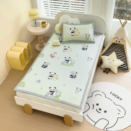 91家纺网 家纺一手货源 找家纺 鱼宝2025新款儿童冰藤软席 花园熊猫