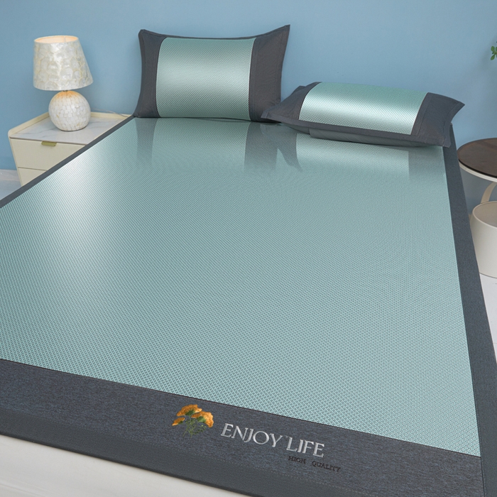 91家纺网 家纺一手货源 找家纺 琪琪阁 2026新款冰藤三明治凉席 小米花-绿色