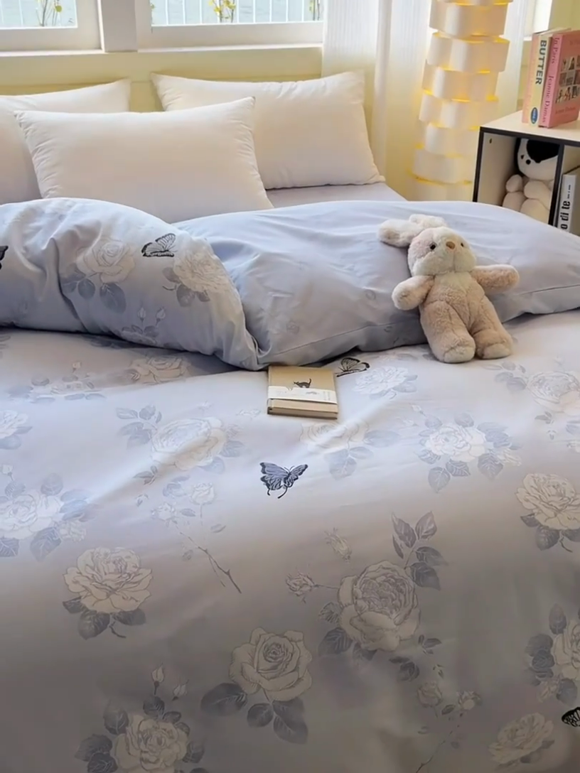 91家纺网 家纺一手货源 找家纺 拾物记 2025新款A类无荧光全喷气全棉12868单被套 蝴蝶飞飞
