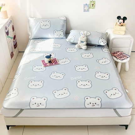 倾慕家纺 2025新款时尚风凉感冰丝席 熊宝