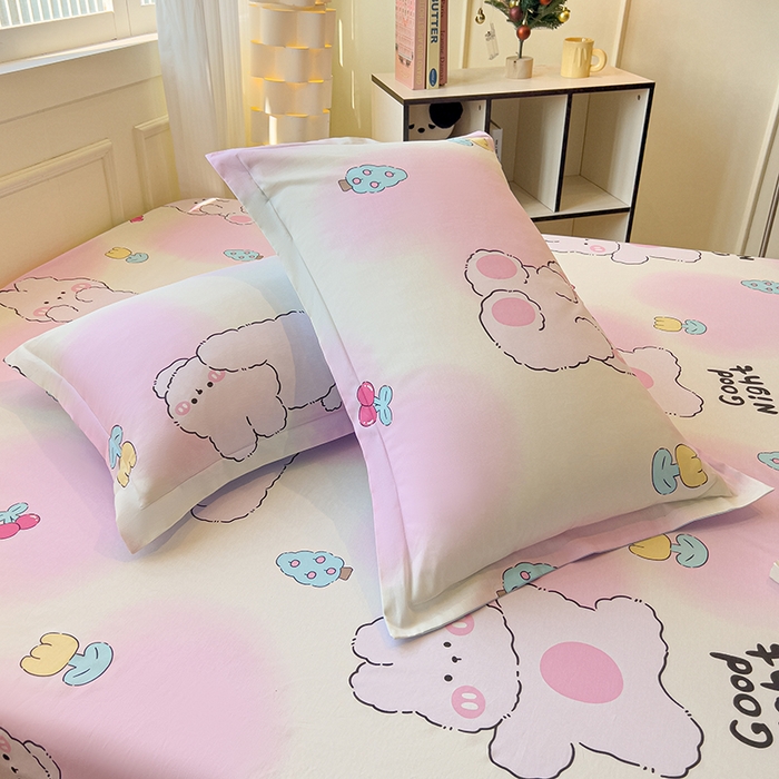 91家纺网 家纺一手货源 找家纺 拾物记 2025新款A类无荧光全喷气全棉12868单枕套 可欣兔