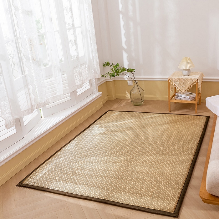 91家纺网 家纺一手货源 找家纺 阿亮家居 2025新款包边工艺凉感冰藤地铺睡垫系列凉席地垫 三角冰藤