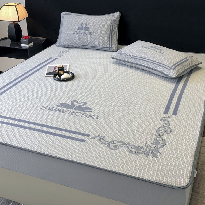 91家纺网 家纺一手货源 找家纺 首尔家纺 2025新款大版凉感丝凉席 天鹅-高级灰