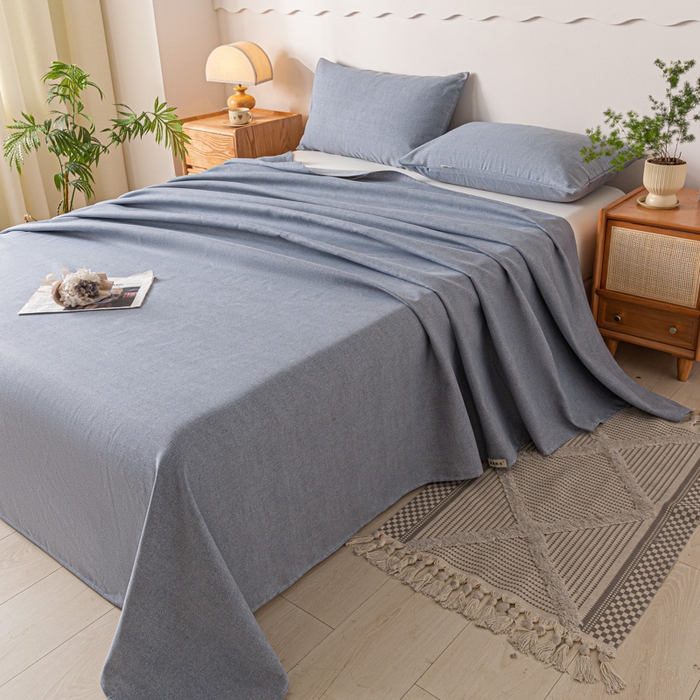 91家纺网 家纺一手货源 找家纺 阿亮家居 2025新款原棉老粗布床单系列 绅士灰