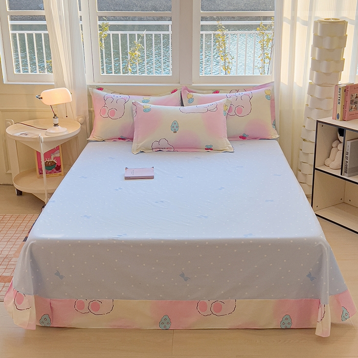 91家纺网 家纺一手货源 找家纺 拾物记 2025新款A类无荧光全喷气12868全棉B版单床单 可欣兔B版