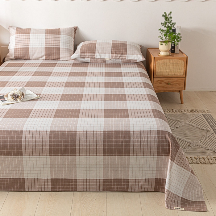 91家纺网 家纺一手货源 找家纺 阿亮家居 2025新款原棉老粗布床单系列 咖小格