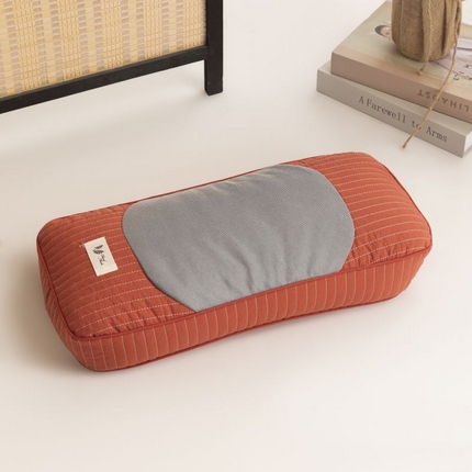 91家纺网 家纺一手货源 找家纺 露函家居 2025新款全棉砂洗元宝荞麦枕枕头枕芯 橘色