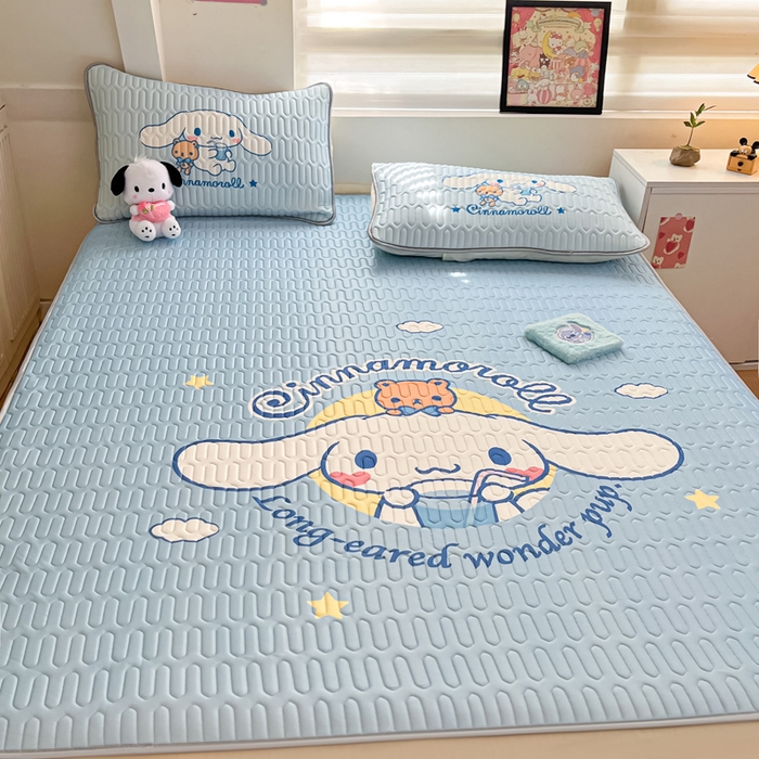 91家纺网 家纺一手货源 找家纺 金爱家 2025新款三丽鸥乳胶凉席大版床笠款 床笠款-气水玉桂狗