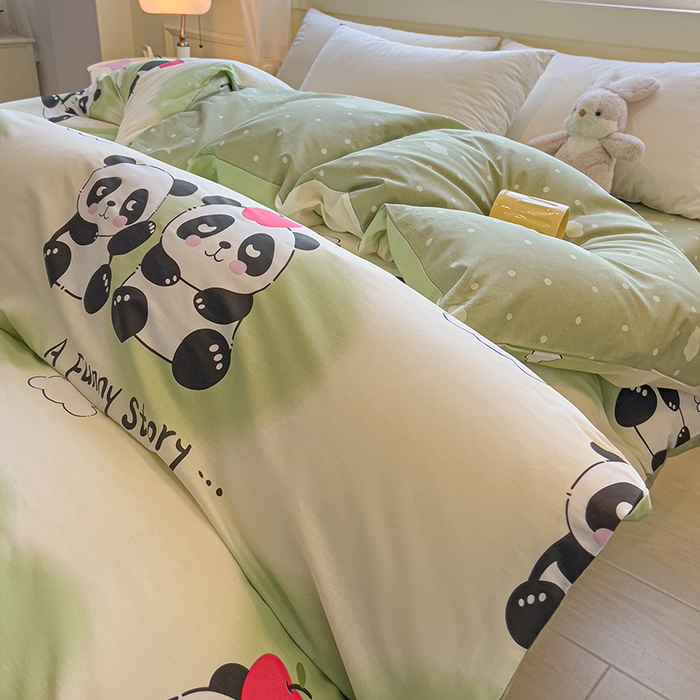 91家纺网 家纺一手货源 找家纺 拾物记 2025新款A类无荧光全喷气全棉12868单被套 熊猫趣事