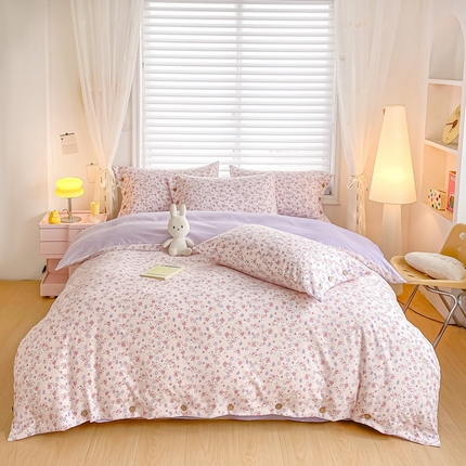 91家纺网 家纺一手货源 找家纺 （总）星窝家纺 2025新款纽扣款水洗棉印花四件套