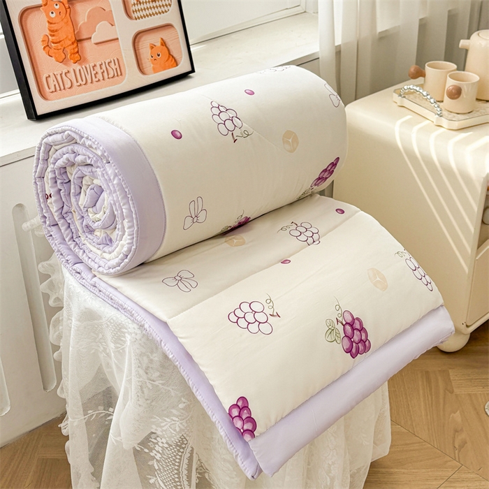 91家纺网 家纺一手货源 找家纺   壹张床  2025新款A类针织棉双层纱100%新疆棉花夏凉被《包检测》（提供买家秀） 紫葡萄