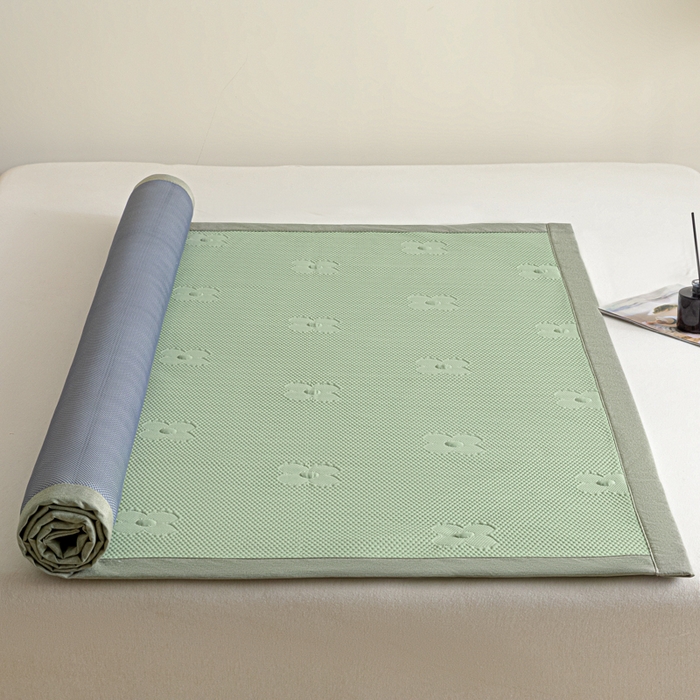 91家纺网 家纺一手货源 找家纺 阿亮家居 2025新款凉席凉豆豆软席床席款 四叶草-梵克绿