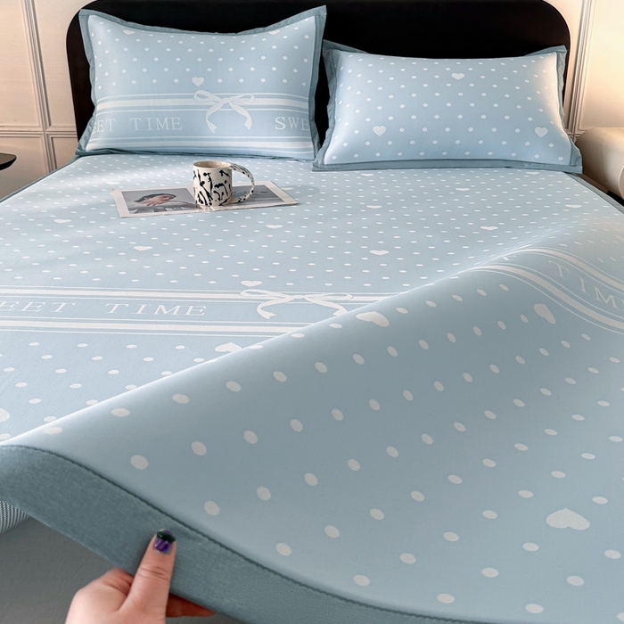 91家纺网 家纺一手货源 找家纺 （总）慕尚家纺 2025春夏新款凉感冰丝提花凉席三件套