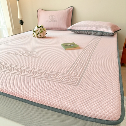 首尔家纺 2025新款大版凉感丝凉席 心连心-粉