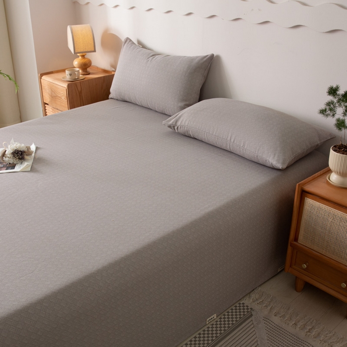 91家纺网 家纺一手货源 找家纺 阿亮家居 2025新款原棉老粗布床单系列 菱形格-灰