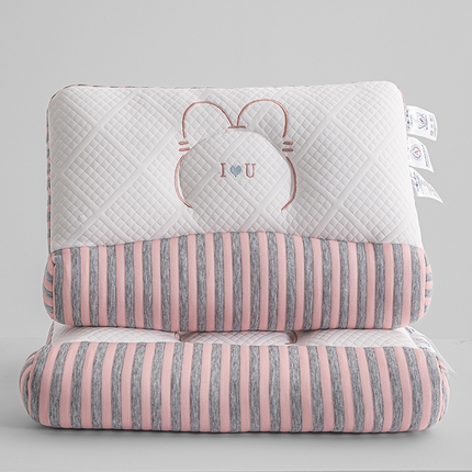 91家纺网 家纺一手货源 找家纺 贵夫人 2025春夏新款情侣款深睡SPA枕枕头枕芯-兔子刺绣 粉色 42x65cm/只 低枕