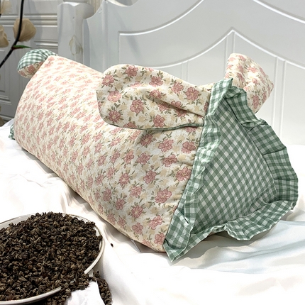 91家纺网 家纺一手货源 找家纺 （总）全美家居 2025新款棉双层纱兔兔荞麦花草枕护颈枕50cm*15cm*15cm