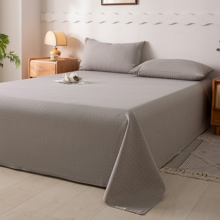 91家纺网 家纺一手货源 找家纺 阿亮家居 2025新款原棉老粗布床单系列 菱形格-灰