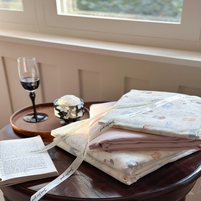 91家纺网 家纺一手货源 找家纺 吉象双层纱叠拍四件套 泡芙狗狗