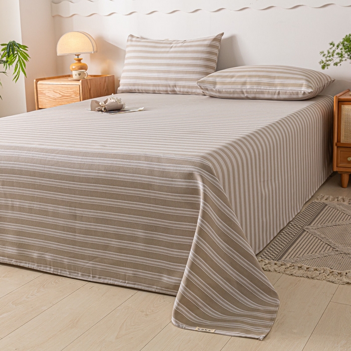 91家纺网 家纺一手货源 找家纺 阿亮家居 2025新款原棉老粗布床单系列 简约生活咖