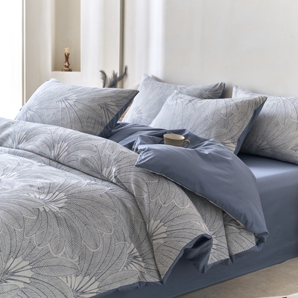 金丝鸟2025新款全棉纯棉三层纱提花四件套 耶鲁斯蓝