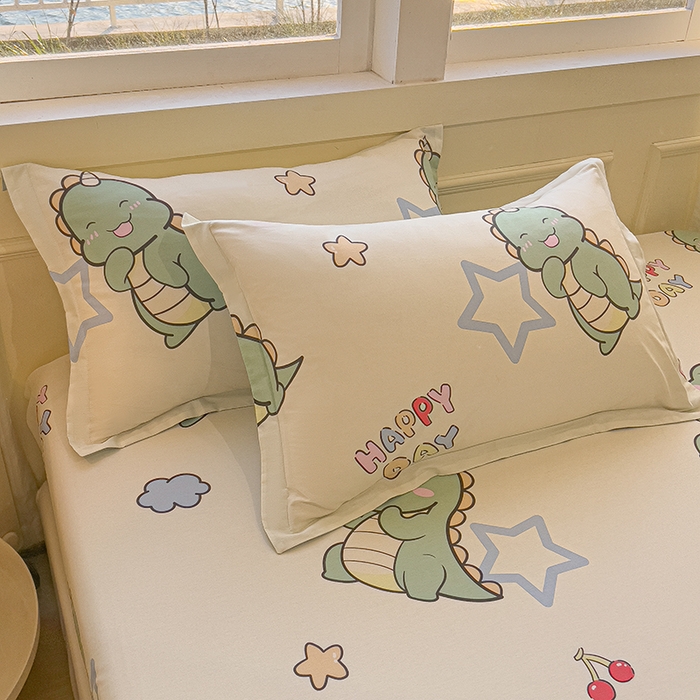 91家纺网 家纺一手货源 找家纺 拾物记 2025新款A类无荧光全喷气全棉12868单枕套 恐龙乐园