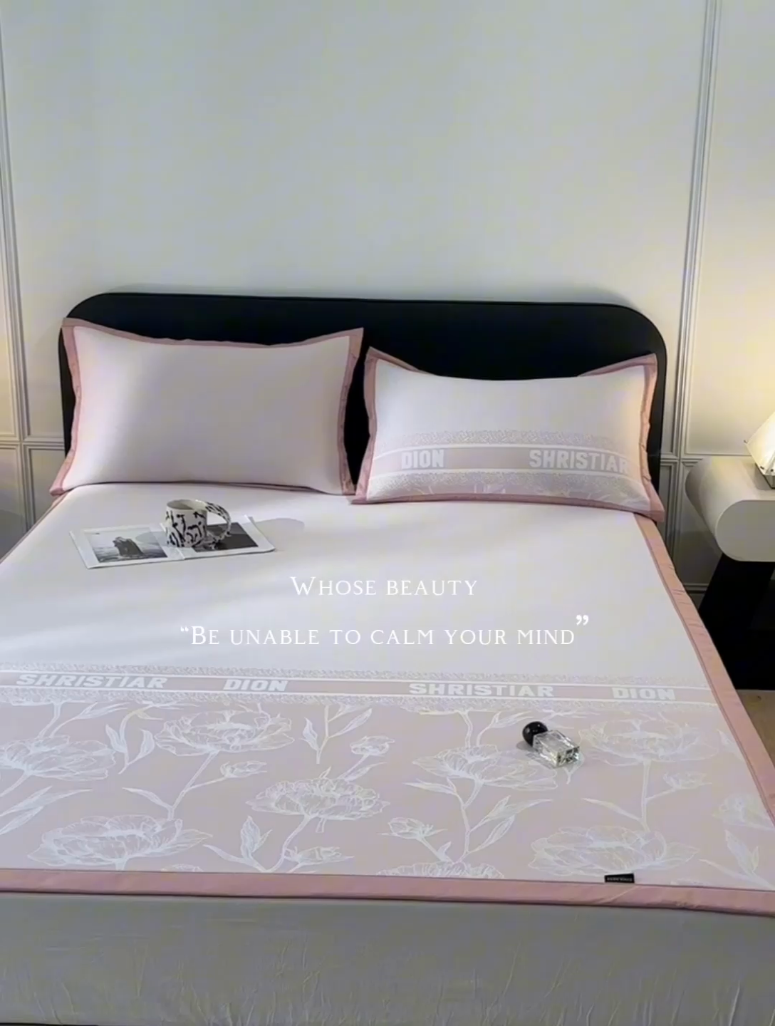 91家纺网 家纺一手货源 找家纺 慕尚家纺 2025春夏新款凉感冰丝提花凉席三件套 水仙 粉