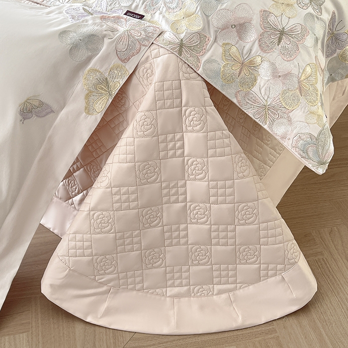 91家纺网 家纺一手货源 找家纺 高端轻奢A类母婴级长绒棉全工艺刺绣四件套纯棉全棉高端春夏季爆款床上用品 茉婉-白粉