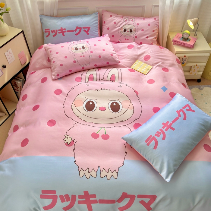 91家纺网 家纺一手货源 找家纺 （总）摩卡（乐趣） 2025新款水洗真丝数码印花卡通兔系列四件套