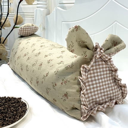 91家纺网 家纺一手货源 找家纺 （总）全美家居 2025新款棉双层纱兔兔荞麦花草枕护颈枕50cm*15cm*15cm