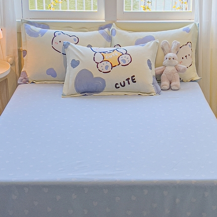 拾物记 2025新款A类无荧光全喷气12868全棉B版单床单 爱心熊熊B版