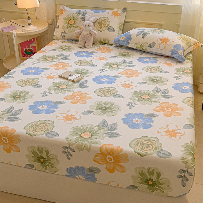 91家纺网 家纺一手货源 找家纺 拾物记 2025新款A类无荧光全喷气全棉12868单床笠 南笙梦境