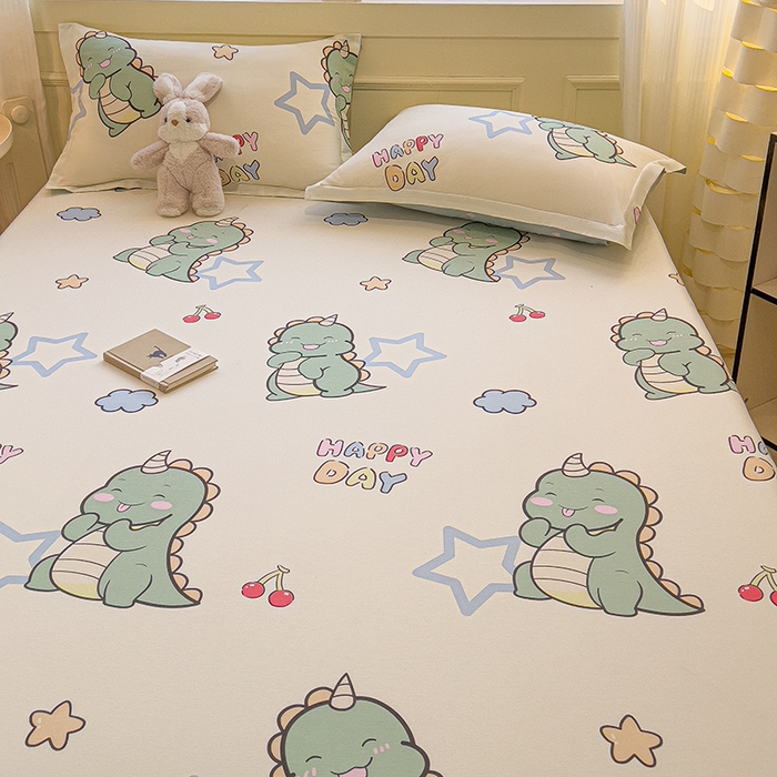 91家纺网 家纺一手货源 找家纺 拾物记 2025新款A类无荧光全喷气全棉12868单床单 恐龙乐园