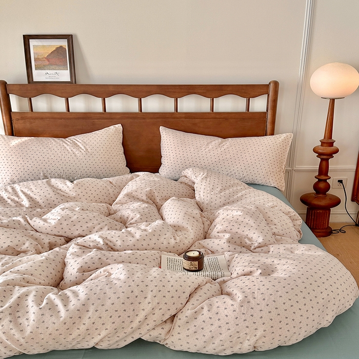 91家纺网 家纺一手货源 找家纺 吉象2025新款全棉双层纱四件套 蝶花坊-米