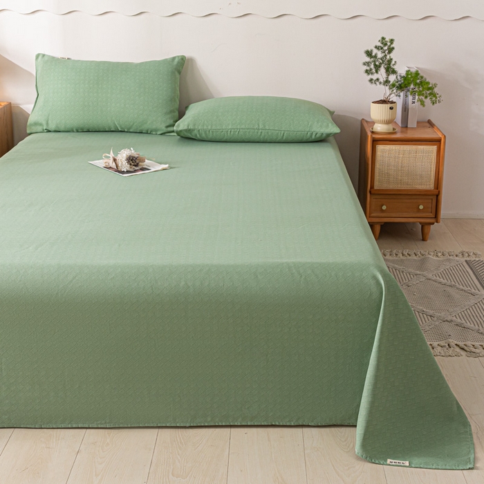 91家纺网 家纺一手货源 找家纺 阿亮家居 2025新款原棉老粗布床单系列 菱形格-绿