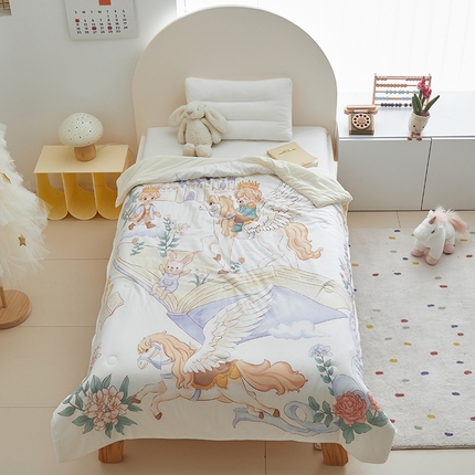 荷马之梦 2025新款A类原创手绘风针织棉凉感大豆儿童夏被 飞马小王子