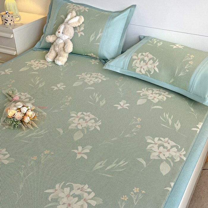 91家纺网 家纺一手货源 找家纺 阿亮家居 2025新款印花冰藤席凉席 百合1