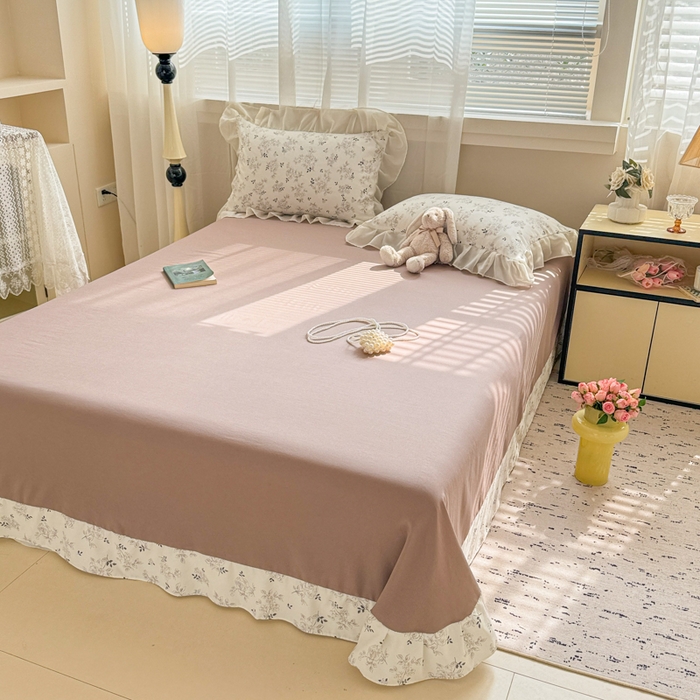 91家纺网 家纺一手货源 找家纺 芯贝儿 2025新款提花针织水洗m双层纱床盖四件套 漫塔玫瑰