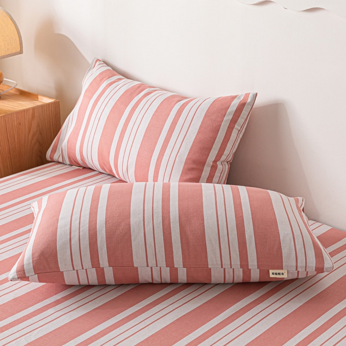 91家纺网 家纺一手货源 找家纺 阿亮家居 2025新款原棉老粗布床单系列 素雅红