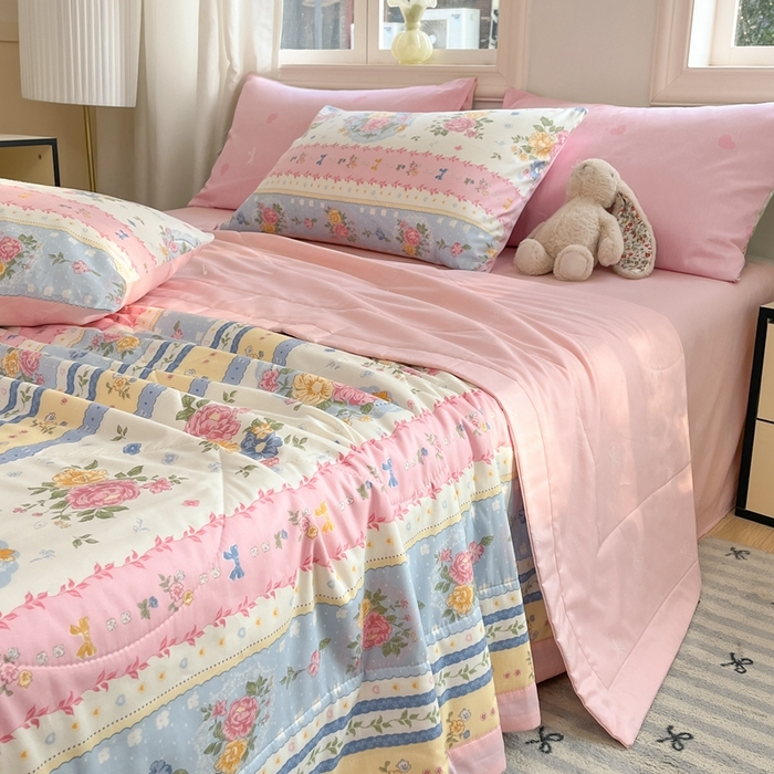 91家纺网 家纺一手货源 找家纺 寐眠 2025新款全棉印花夏被 夏被四件套 花锦