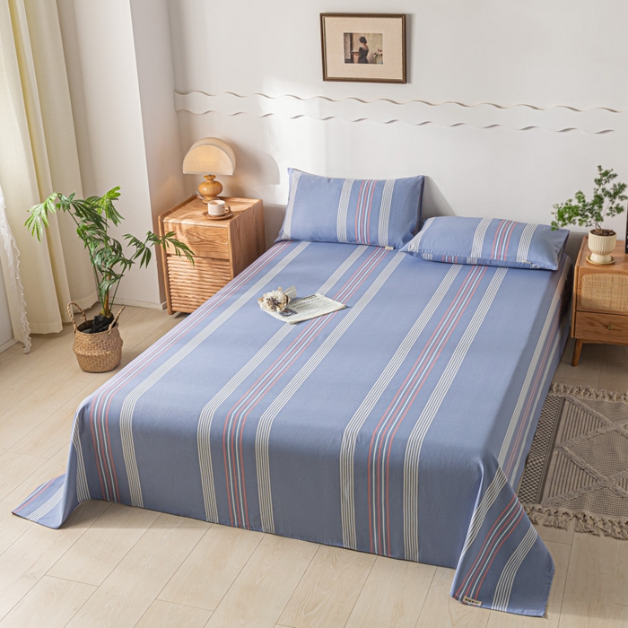 91家纺网 家纺一手货源 找家纺 阿亮家居 2025新款原棉老粗布床单系列 气质蓝