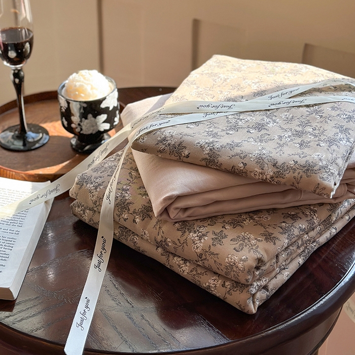 91家纺网 家纺一手货源 找家纺 吉象双层纱叠拍四件套 漫步花丛