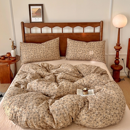 吉象2025新款全棉双层纱四件套 漫步花丛