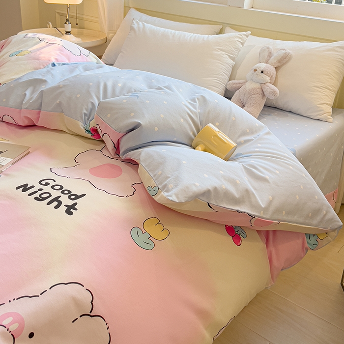 91家纺网 家纺一手货源 找家纺 拾物记 2025新款A类无荧光全喷气全棉12868单被套 可欣兔